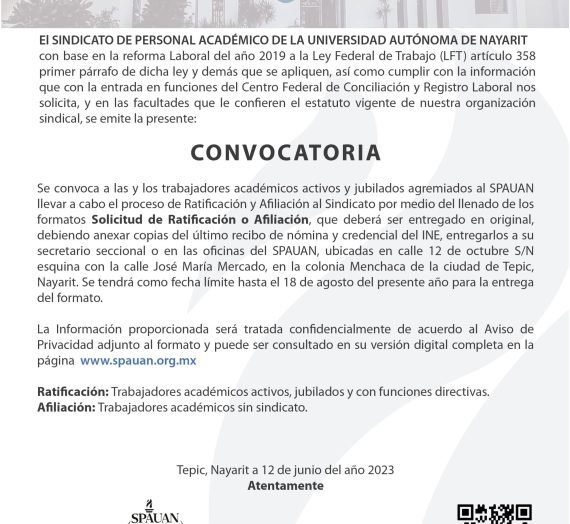 Convocatoria al proceso de Ratificación y/o Afiliación al SPAUAN